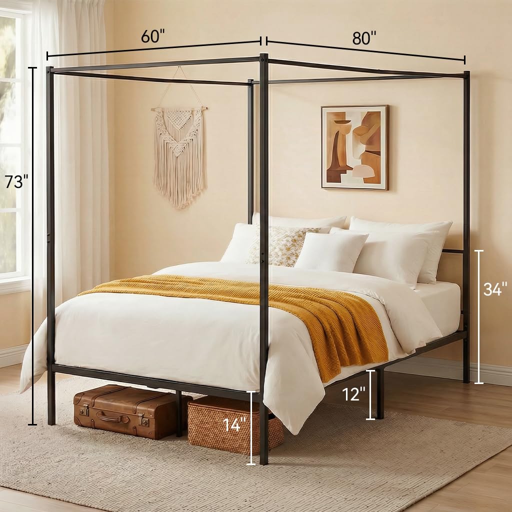 Canopy Bed Frame Queen Metal w - đánh giá và giá Canopy Bed Frame Metal Queen