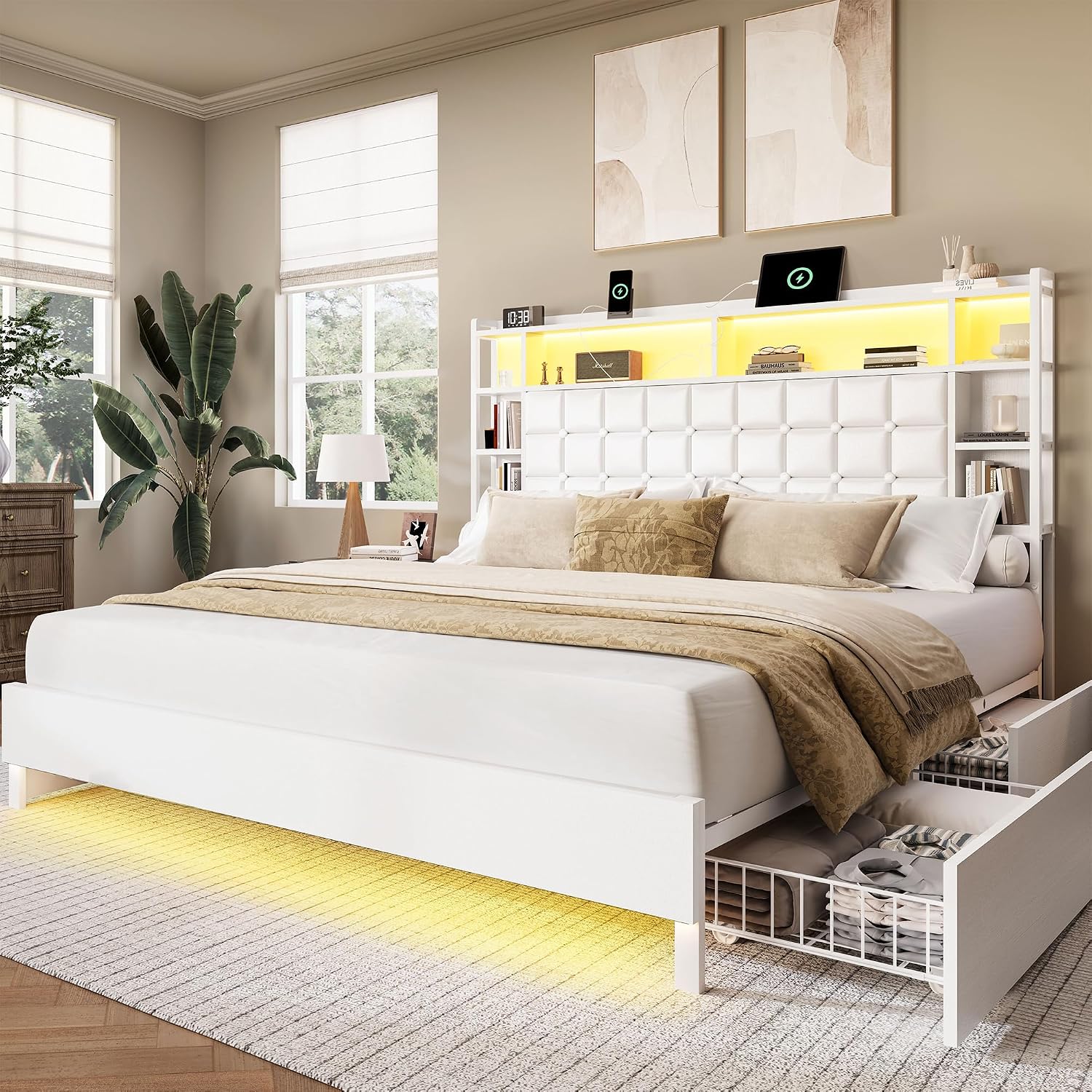 King Size Wooden Bed Frame Sto - đánh giá và giá King Size Bed Frame With Storage Drawers