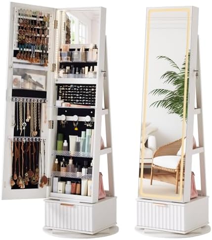 Fluted 360° Swivel Jewelry Arm - đánh giá và giá Full Length Mirror Jewelry Armoire