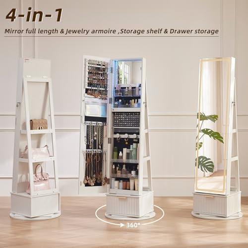 Fluted 360° Swivel Jewelry Arm - đánh giá và giá Full Length Mirror Jewelry Armoire