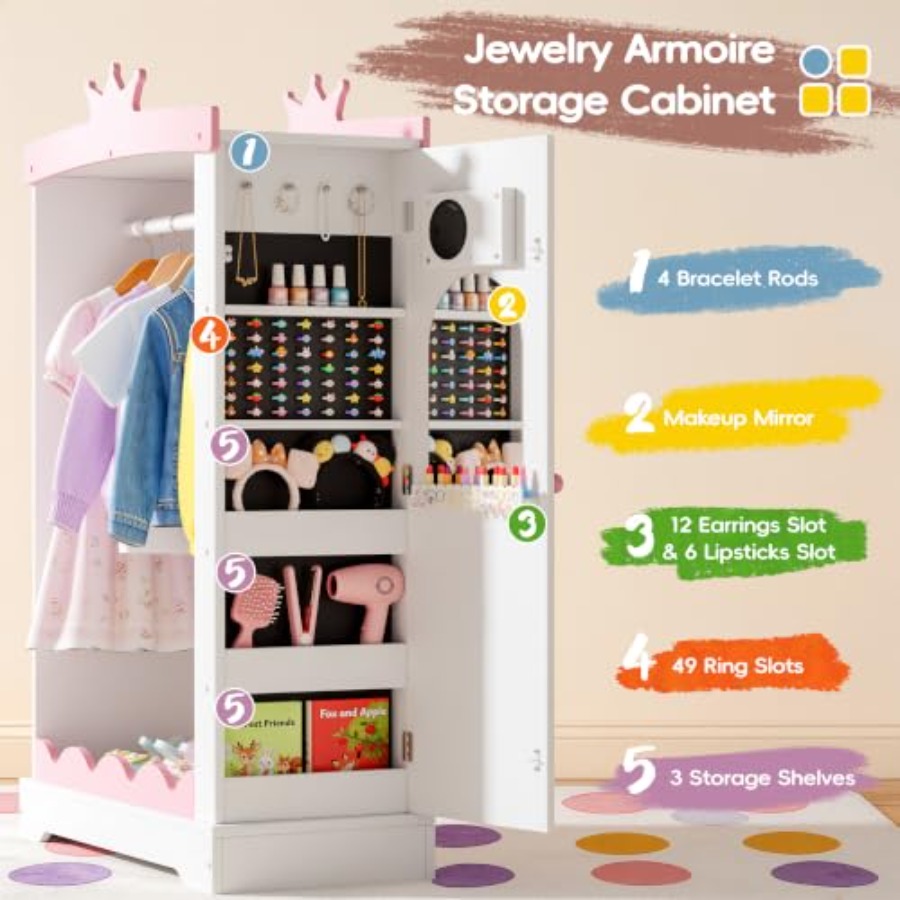 Dress Up Wardrobe with Light-U - đánh giá và giá Full Length Mirror Jewelry Armoire