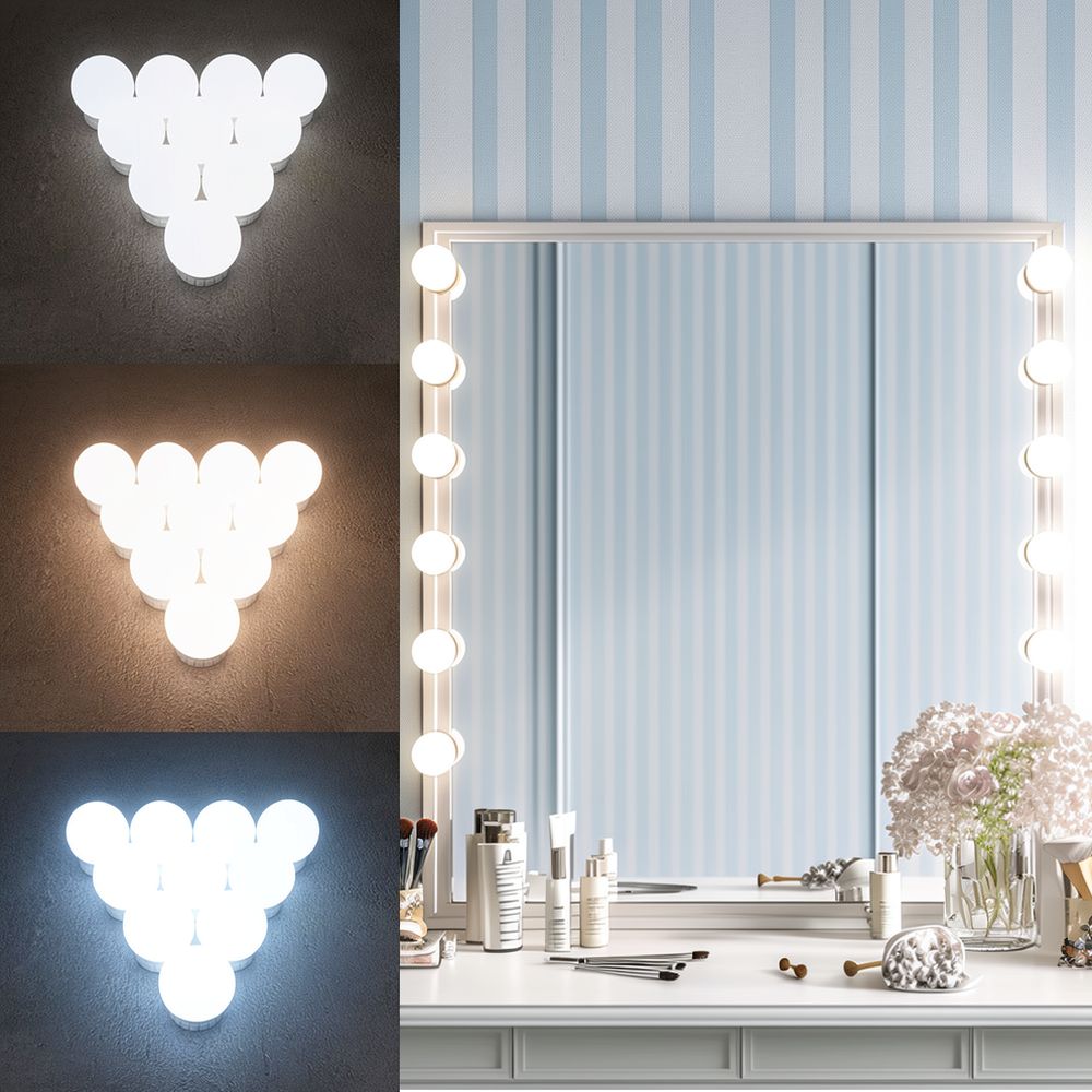 Dimmable LED Hollywood Vanity  - đánh giá và giá Dressing Table Vanity With Lighted Mirror