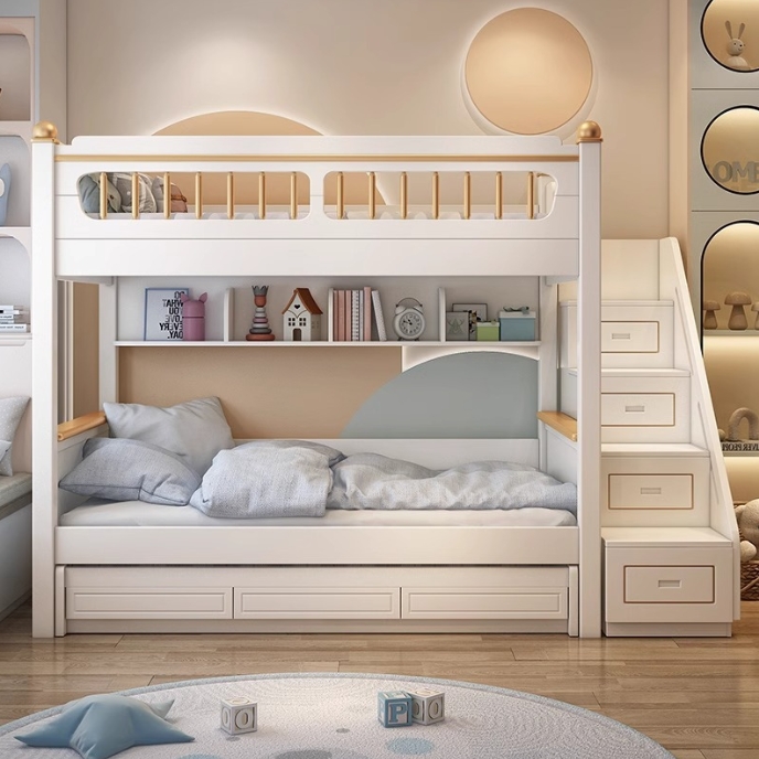 ！@Kids Bedroom Furniture Solid - đánh giá và giá Bunk Bed With Stairs And Slide