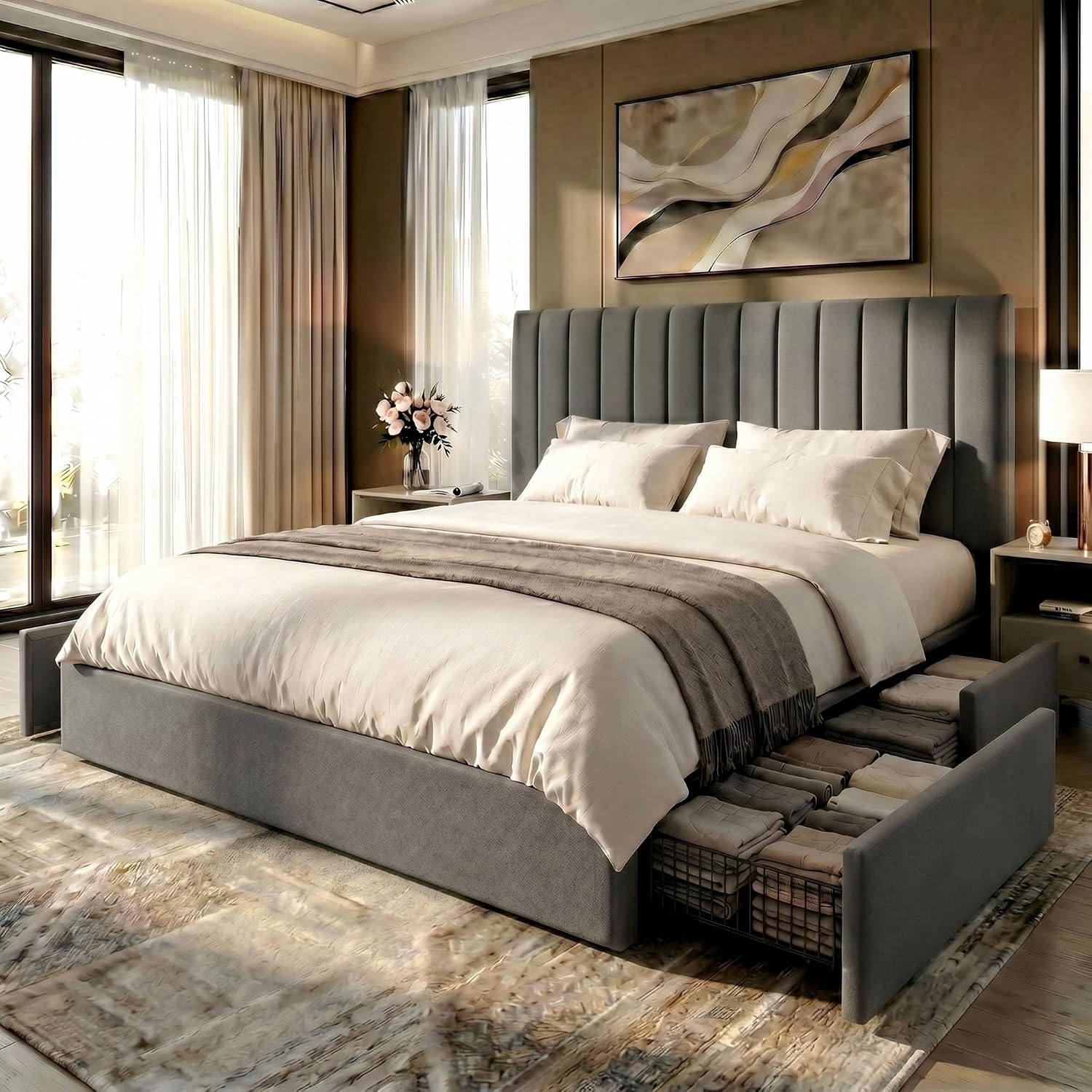 King Size Platform Bed Frame w - đánh giá và giá King Size Bed Frame With Storage Drawers