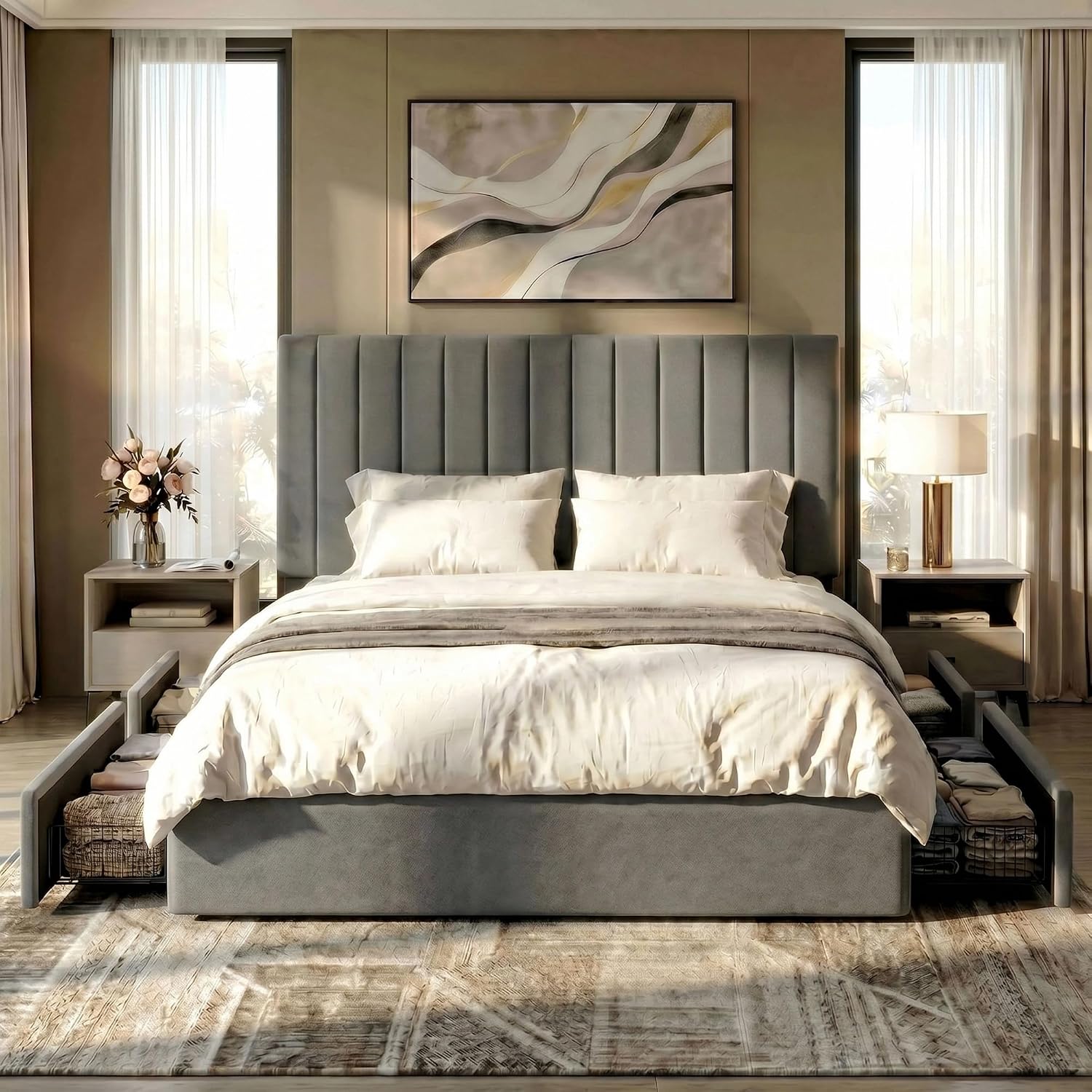 King Size Platform Bed Frame w - đánh giá và giá King Size Bed Frame With Storage Drawers