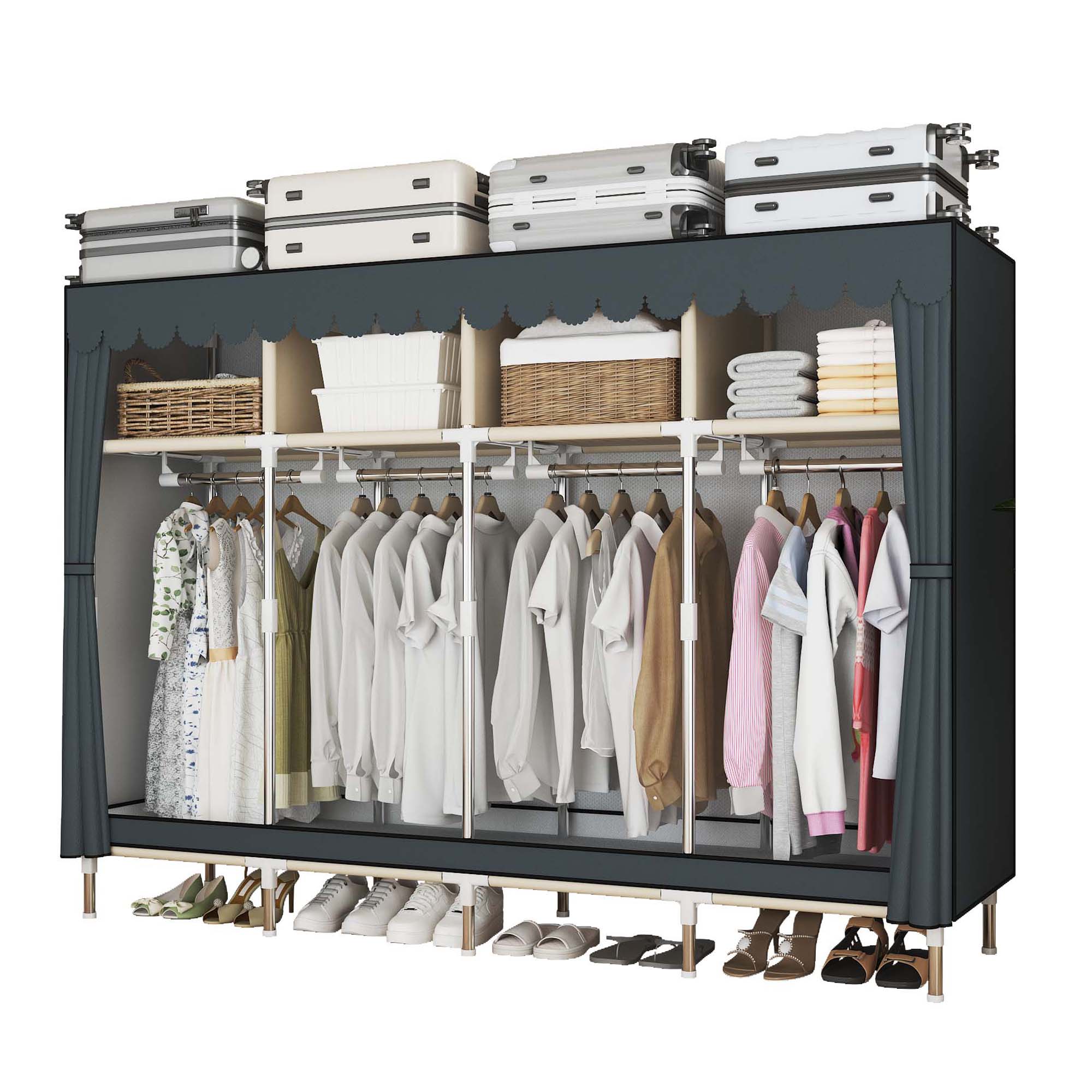 79 Inch Wide Walk-in Closet wi - đánh giá và giá Wardrobe Closet Portable Fabric Cover