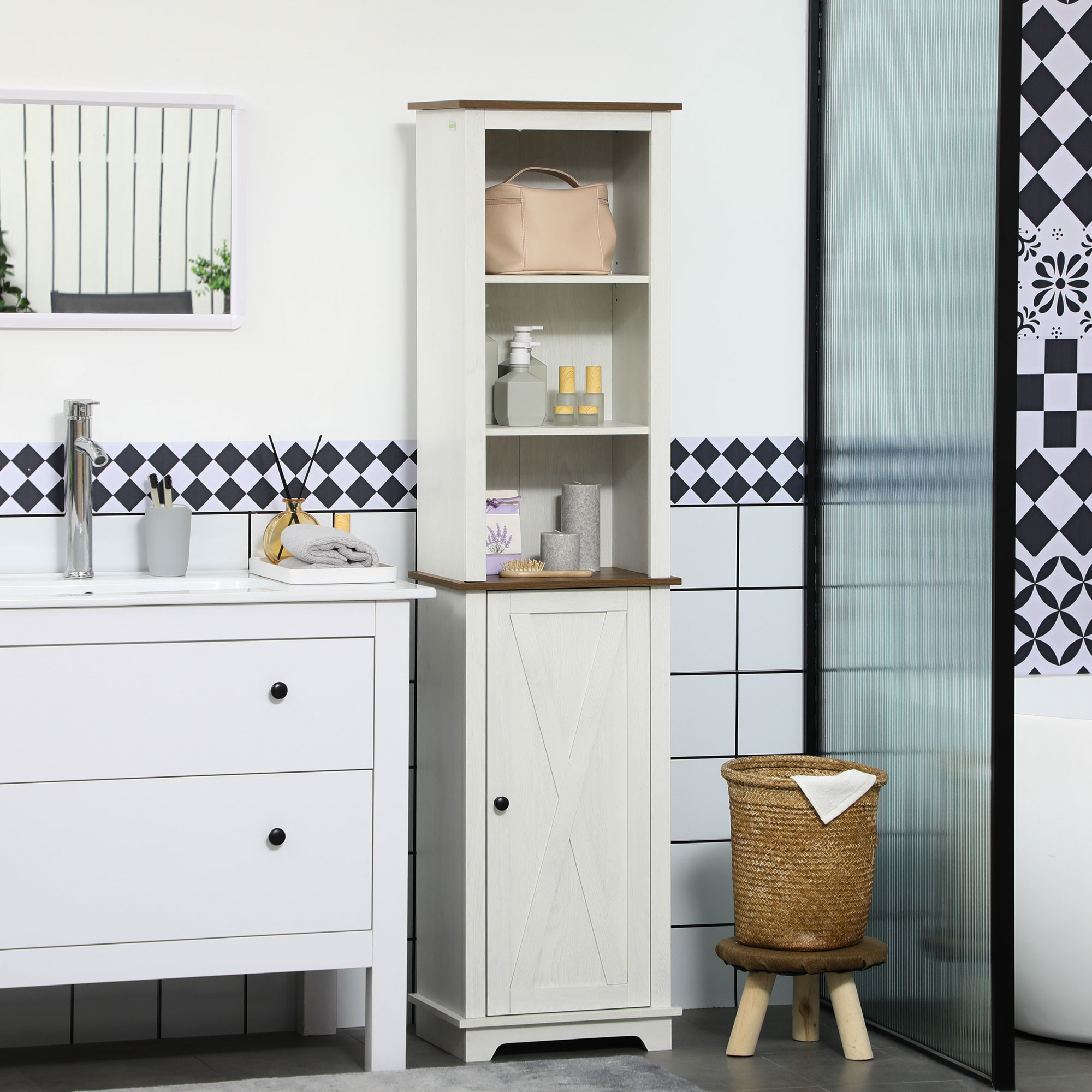 Farmhouse Bathroom Cabinet, Ta - đánh giá và giá Storage