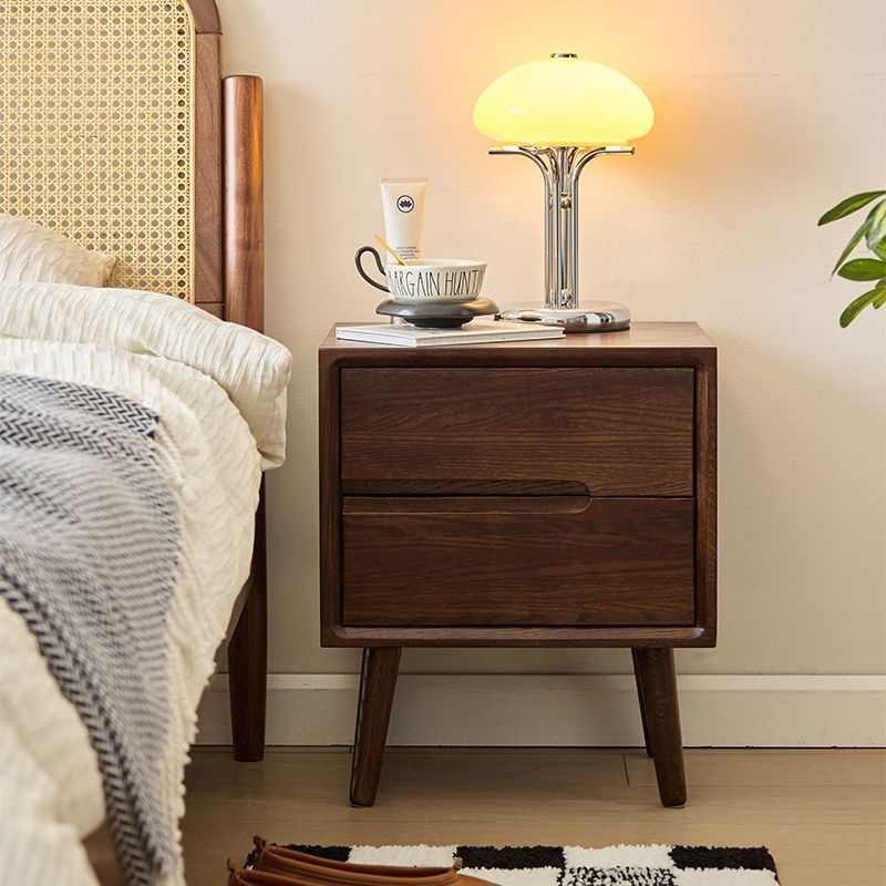 Wooden Bedside Tables Vintage  - đánh giá và giá Solid Wood Nightstand 2 Drawers