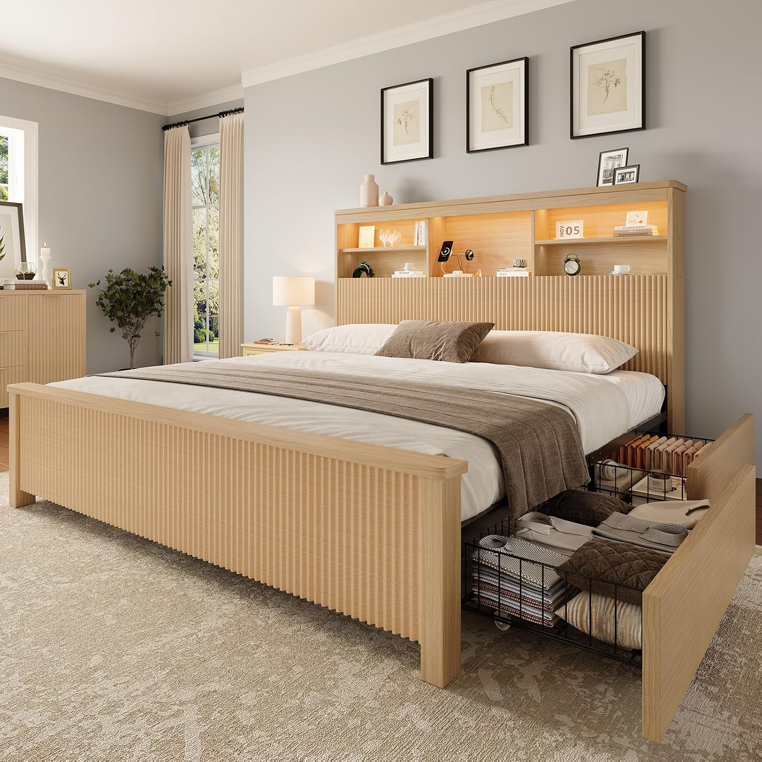 King Size Bed Frame 4 Storage  - đánh giá và giá King Size Bed Frame With Storage Drawers