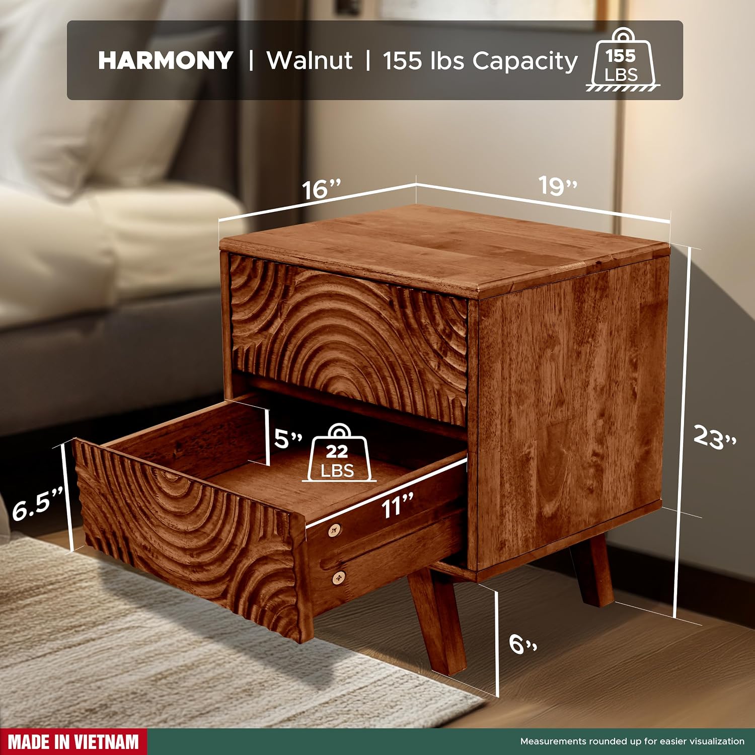 Acacia Solid Wood Nightstand w - đánh giá và giá Solid Wood Nightstand 2 Drawers