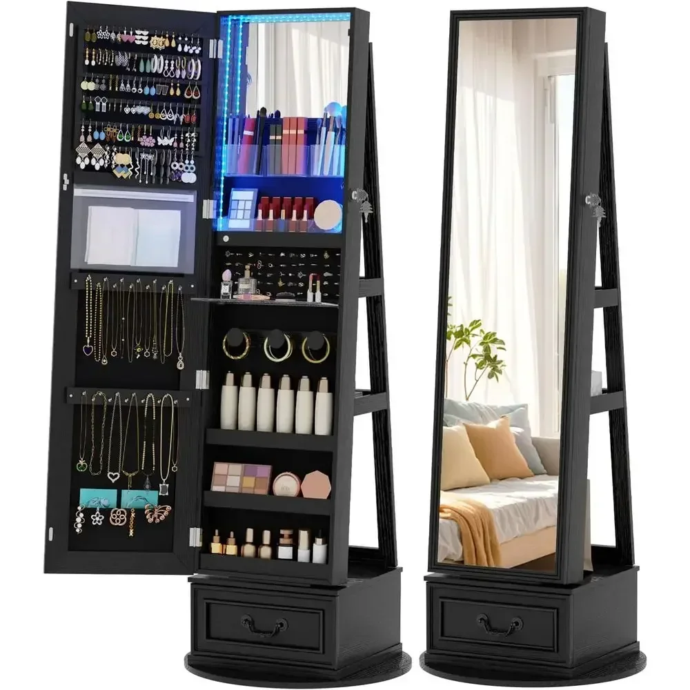 360° Swiveling Lockable Jewelr - đánh giá và giá Full Length Mirror Jewelry Armoire