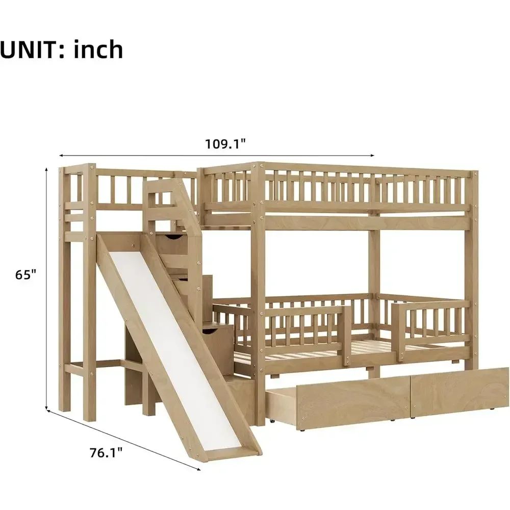 Twin Over Twin Wooden Bunk Bed - đánh giá và giá Bunk Bed With Stairs And Slide