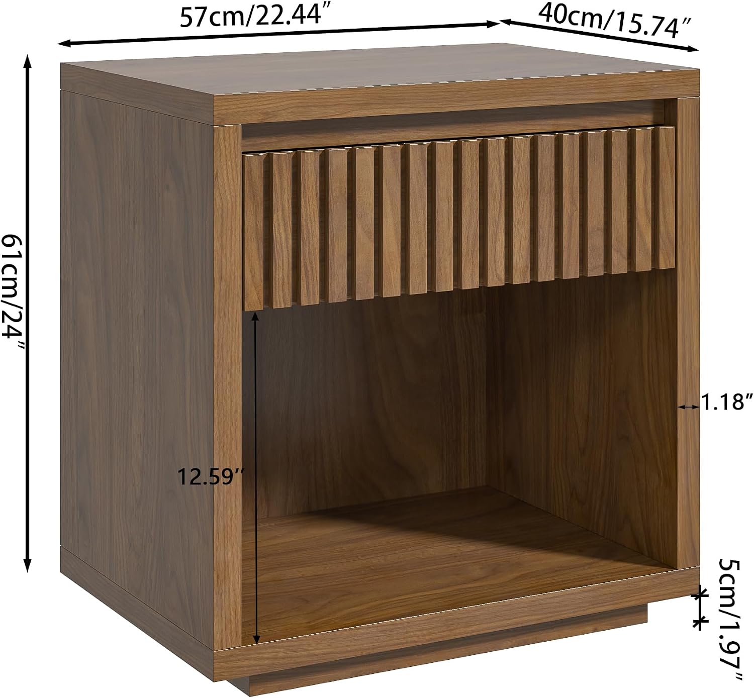 2-Drawer Fluted Nightstand Set - đánh giá và giá Solid Wood Nightstand 2 Drawers