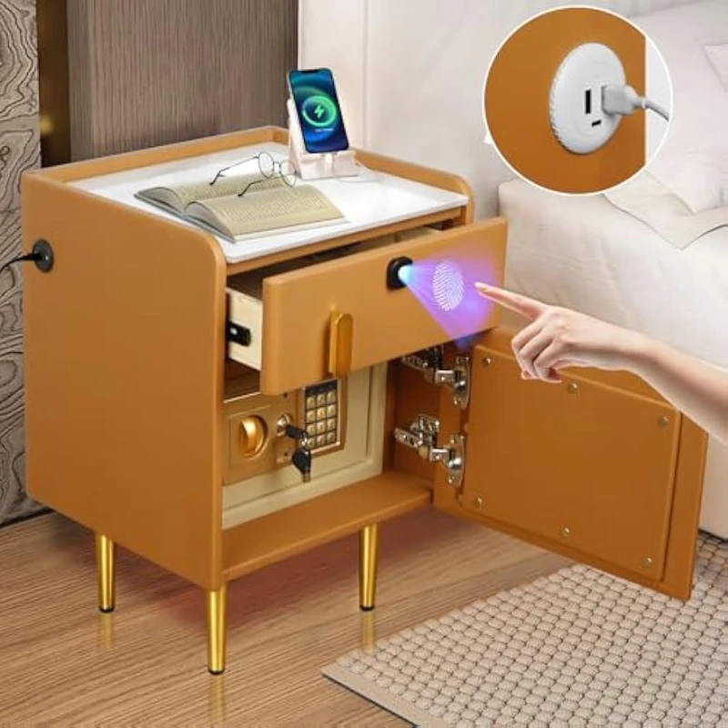 Smart Nightstand With Hidden S - đánh giá và giá Solid Wood Nightstand 2 Drawers