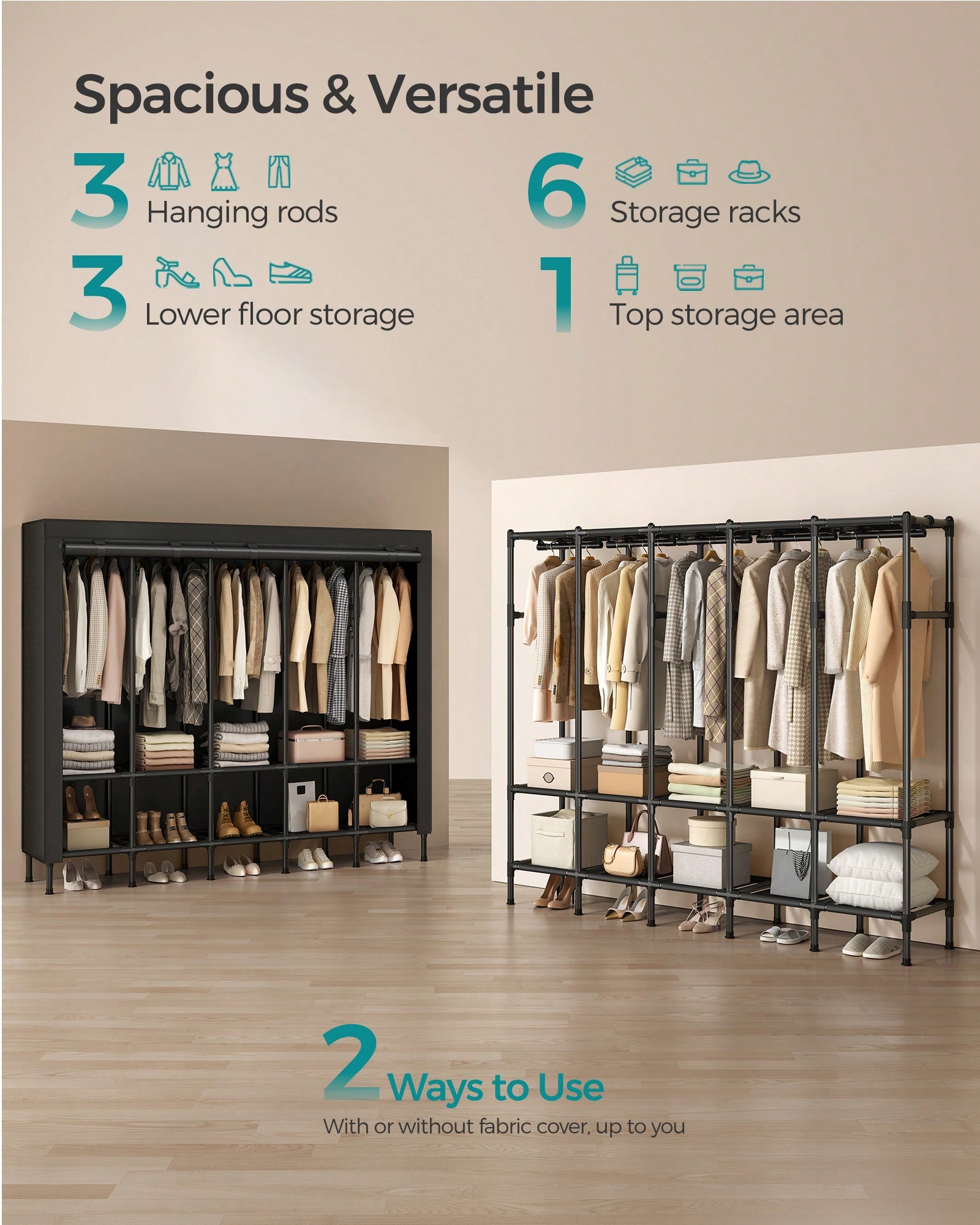 Heavy Duty Portable Wardrobe C - đánh giá và giá Wardrobe Closet Portable Fabric Cover