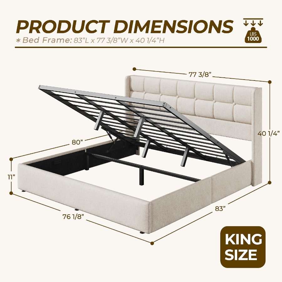 Size Lift Up Storage Bed Frame - đánh giá và giá Gas Lift Storage Bed Hydraulic