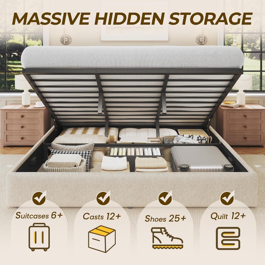 Size Lift Up Storage Bed Frame - đánh giá và giá Gas Lift Storage Bed Hydraulic