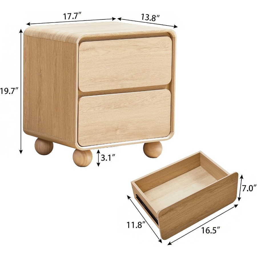Small Night Stand with 2 Drawe - đánh giá và giá Solid Wood Nightstand 2 Drawers