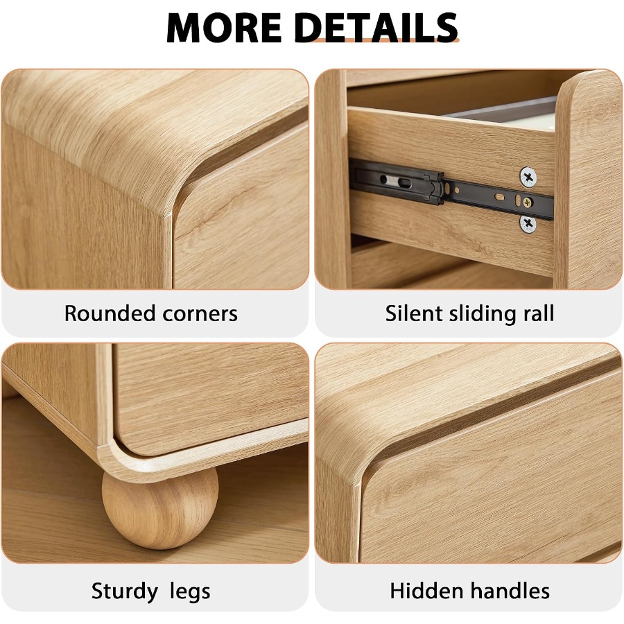 Small Night Stand with 2 Drawe - đánh giá và giá Solid Wood Nightstand 2 Drawers